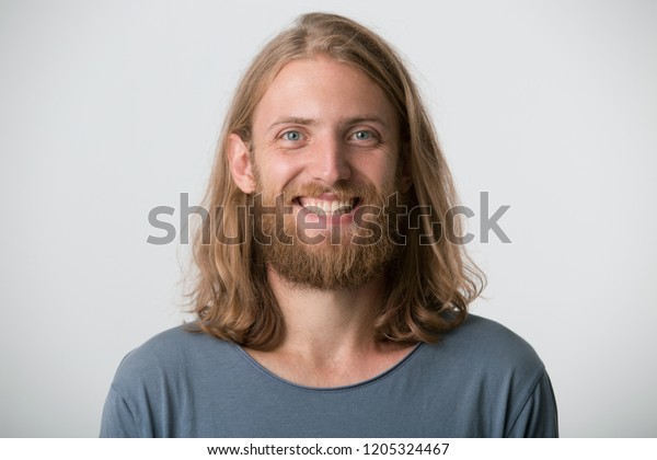 Young Guy Beard Mustache Blond Hair Stock Photo Edit Now 1205324467