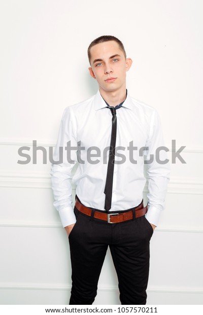 Young Guy Brunette Blue Eyes Short Stock Photo Edit Now 1057570211