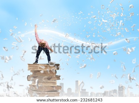 Young guy in casual evading from light rays