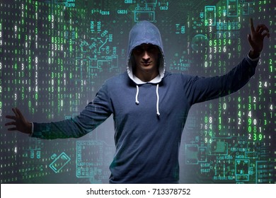 Young hacker in cyber security concept