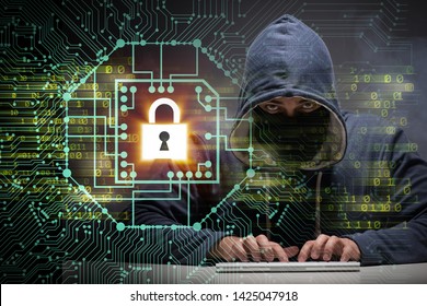 Young hacker in cybersecurty concept