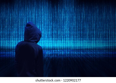 Young hacker in data security concept
