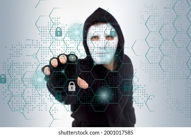 Young hacker in data security concept