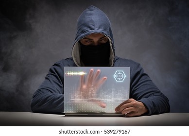 Young hacker in data security concept