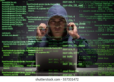 Young hacker in data security concept