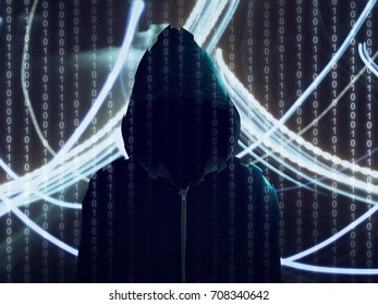 Young hacker in data security concept