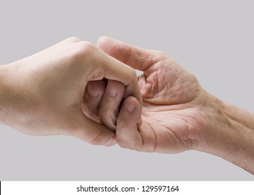 Young Hand Give Help To Old Hand