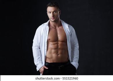 Muscular Fit Bodybuilder Black White Stock Photo (Edit Now) 1857197680