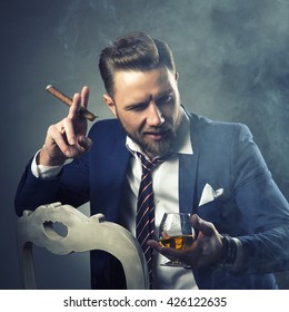 Similar Images, Stock Photos & Vectors of handsome boss smokes cigar ...