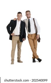 Young Handsome Gay Business Partners Isolated On White Background