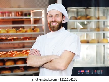 Young Handsome Male Baker White Uniform Stock Photo 1211654158 ...