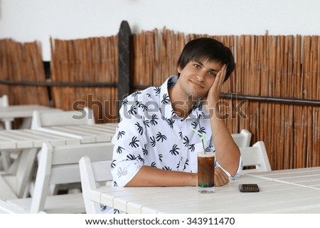 Similar – Image, Stock Photo Happy man with sunglasses laughing in summer party