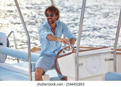 Young Handsome Man Cruising On Yacht Stock Photo 2146451853 | Shutterstock