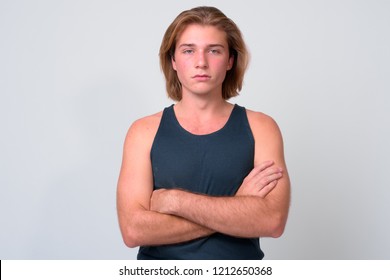 Young Handsome Man With Long Blond Hair