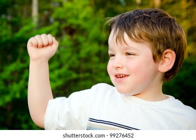 Young Happy Boy Kid Cheering Outdoors Stock Photo 99276452 | Shutterstock