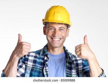 Young And Happy Construction Worker Portrait.