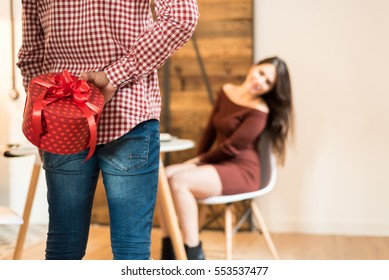 Young Happy Couple Celebrating Valentine's Day With A Dinner At Home