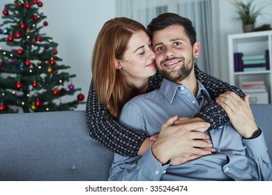 Young Happy Couple Hug Love Christmas Stock Photo 335246474 | Shutterstock