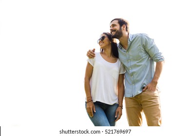 Young Happy Couple Isolated On White Background
