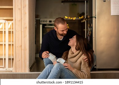 Young Happy Couple In Love Story Photo Shoot Holding Red Paper Heart Wear Medical Safety Sterile Mask On Face, Social Distance Pandemic Corona Virus Prevention Protection Concept Covid 19