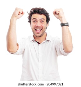 Young Happy Man With Arms Up