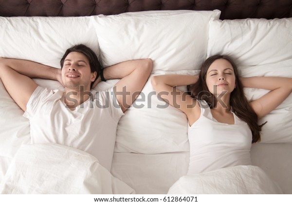 Young Happy Married  Couple  Wearing White Stock Photo Edit 
