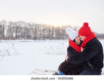 Young  Happy Smiling Couple In Love. Winter