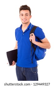 Young Happy Student Posing Isolated Over White Background