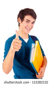 Young Happy Student Showing Thumbs Up