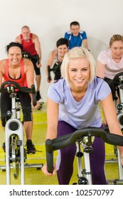 Young Happy Woman At Class Enjoy Gym Workout