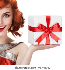 Young Happy Woman With A Gift