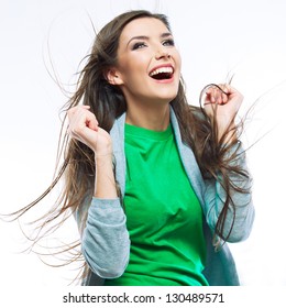 Young Happy Woman Portrait . Isolated On White Background