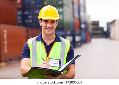 young harbor container depot worker