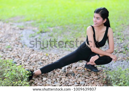 young healthy and sporty woman do exercise outdoor (this image for sport concept)
