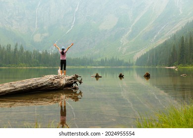 Young Hiker at Avalanche Lake. Avalanche Lake is located in Glacier National Park, in the U. S. state of Montana.