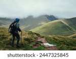 Young hiker in Brecon Beacons, Wales, UK