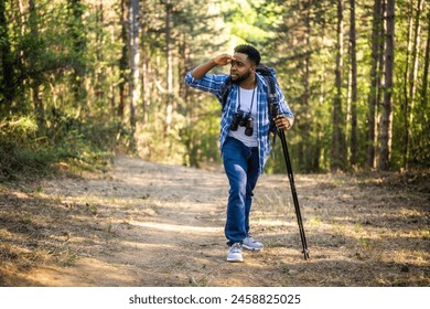 Young hiker got lost while hiking in the nature. - Powered by Shutterstock