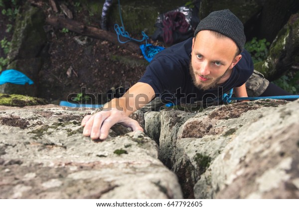 Young Hipster Engaged Rock Climbing Insurance | People, Sports ... Young Hipster Engaged Rock Climbing Insurance | People, Sports ...