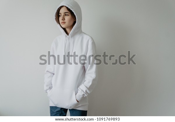 girl wearing oversized hoodie