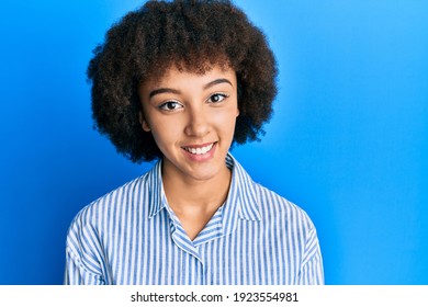 Young Hispanic Girl Wearing Casual Clothes With A Happy And Cool Smile On Face. Lucky Person. 