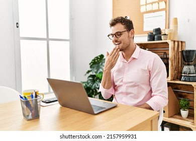 Young Hispanic Man Having Video Call Communicating With Deaf Sign Language At Office