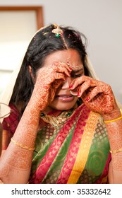 A Young Indian Bride Crying