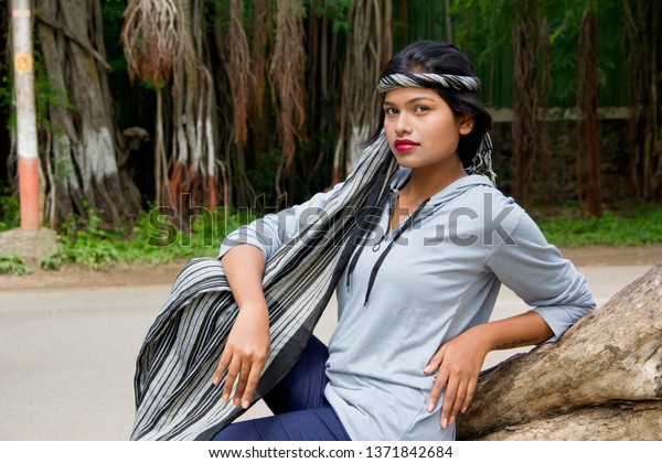 Young Indian Girl Short Hair Wearing Stock Image Download Now