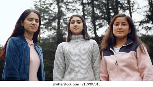 Young Indian Girls Standing Pine Forest Stock Photo 2159397815 ...