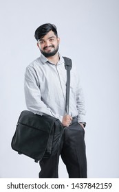 Young Indian Male Model Standing And Holding The Office Bag