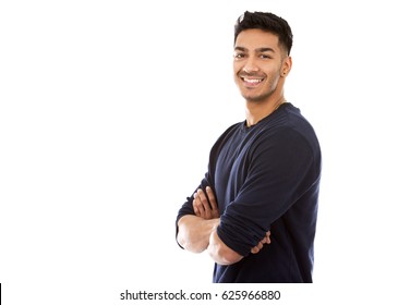 Young Indian Man Wearing Dark Blue Sweater