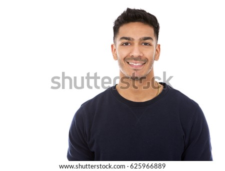 young indian man wearing dark blue sweater