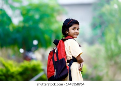 Young Indian School Girl With Backpack