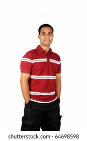 Young Indian Student. Isolated On A White Background.