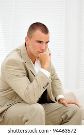 Young Job Seeker Thinking About Mistakes In His Interview